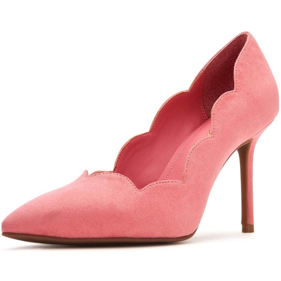 Katy Perry Shoes - Katy Perry The Dina Scalloped‎ Pumps 9M Pink Suede Pointed Toe Stiletto Barbie
